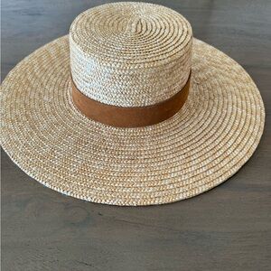 GIGI PIP Tan and Brown Wide-Brim Hat
